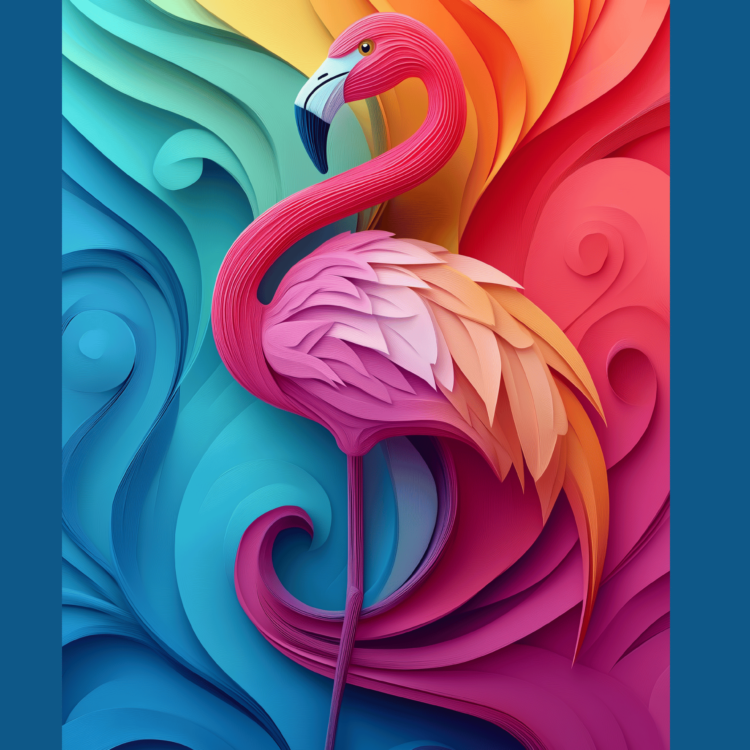 Flamingo in Rainbow Colors - imagii Greeting Cards