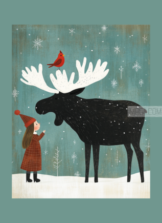 Little Girl and Reindeer 1 - imagii Greeting Cards