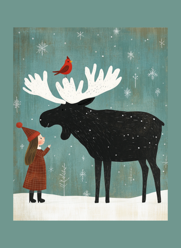 Little Girl and Reindeer 1 - imagii Greeting Cards