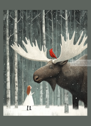 Little Girl and Reindeer 4 - imagii Greeting Cards