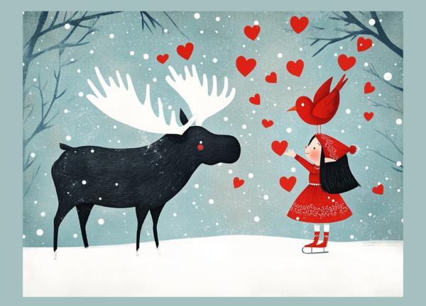 Little Girl and Reindeer 8 - imagii Greeting Cards