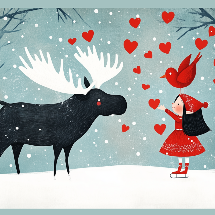 Little Girl and Reindeer 8 - imagii Greeting Cards