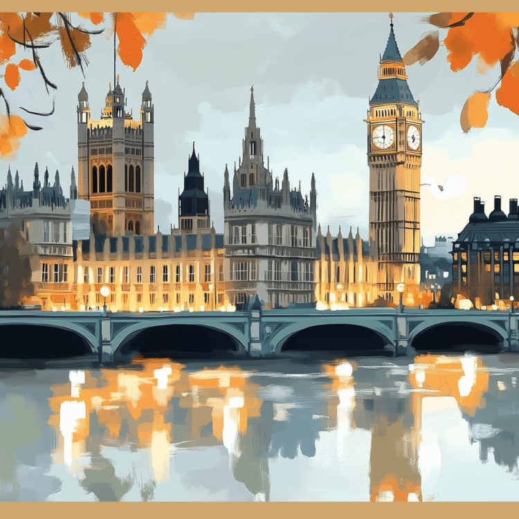 London Parliament Sunset 1 - imagii Greeting Cards