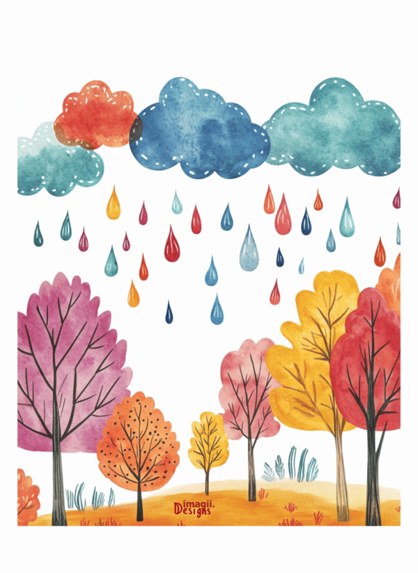 Rainy Trees in the Fall - imagii Greeting Cards