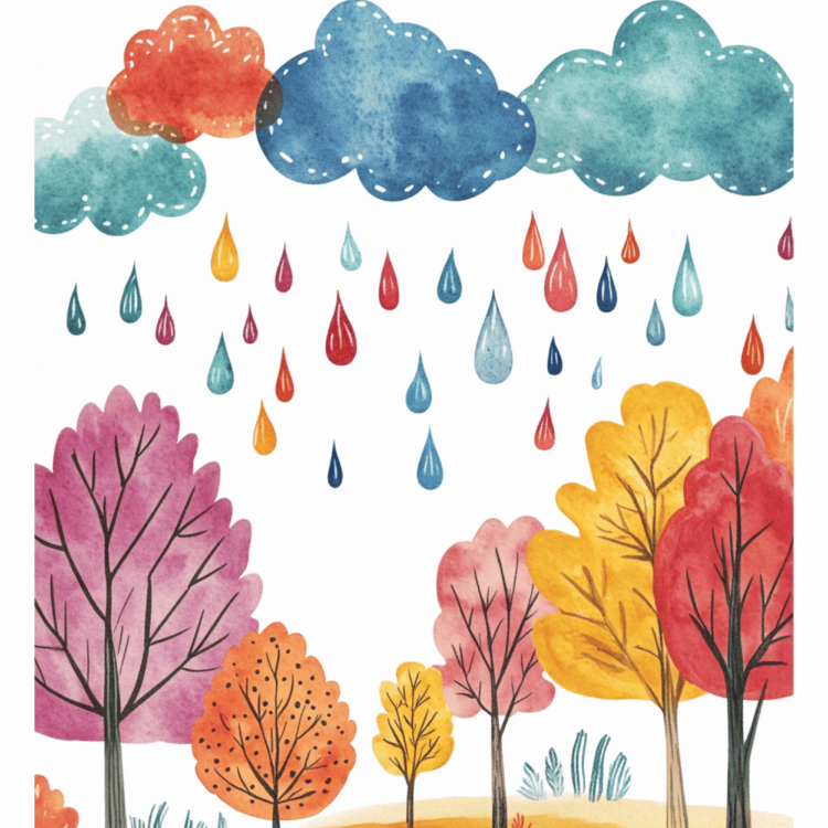 Rainy Trees in the Fall - imagii Greeting Cards